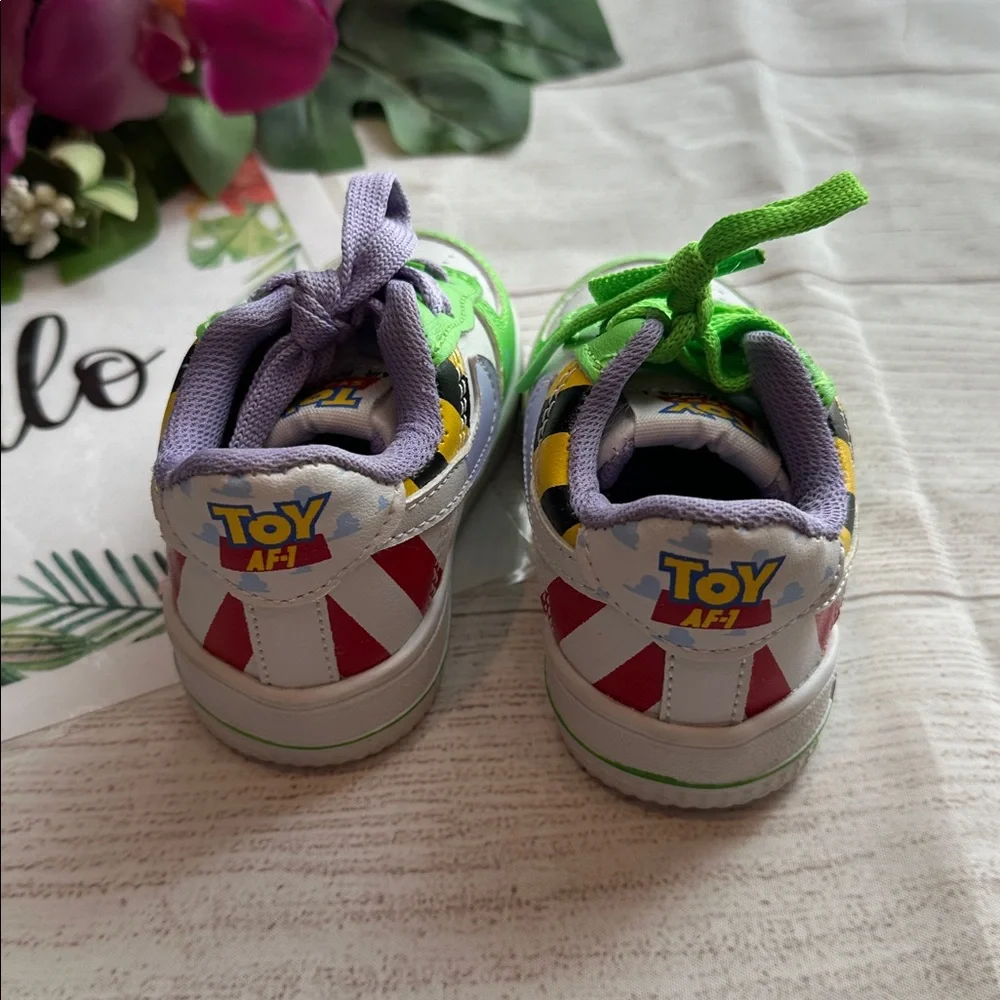 Buzz Lightyear Air Force 1 Green and White Baby Sneakers